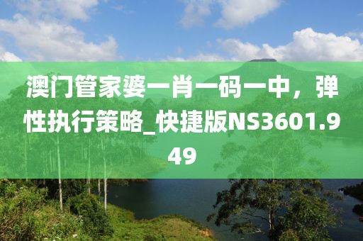 澳门管家婆一肖一码一中，弹性执行策略_快捷版NS3601.949