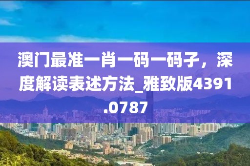 澳门最准一肖一码一码孑，深度解读表述方法_雅致版4391.0787