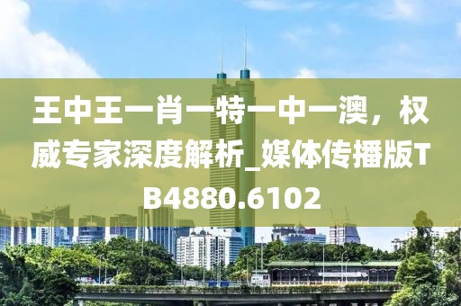 王中王一肖一特一中一澳，权威专家深度解析_媒体传播版TB4880.6102