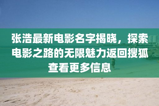 张浩最新电影名字揭晓，探索电影之路的无限魅力返回搜狐查看更多信息