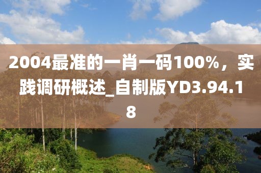 2004最准的一肖一码100%，实践调研概述_自制版YD3.94.18