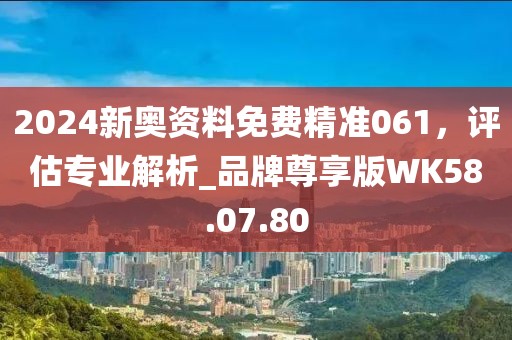 2024新奥资料免费精准061，评估专业解析_品牌尊享版WK58.07.80