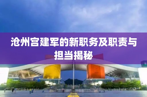 沧州宫建军的新职务及职责与担当揭秘