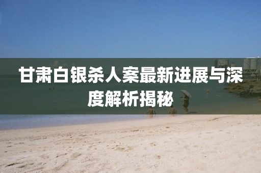 甘肃白银杀人案最新进展与深度解析揭秘