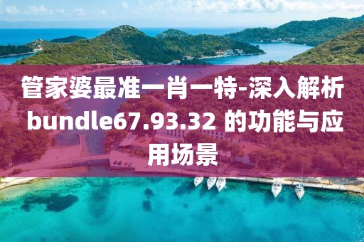 管家婆最准一肖一特-深入解析 bundle67.93.32 的功能与应用场景