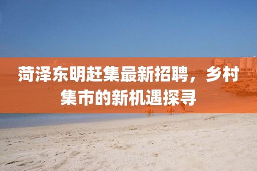 菏泽东明赶集最新招聘，乡村集市的新机遇探寻