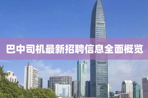 巴中司机最新招聘信息全面概览