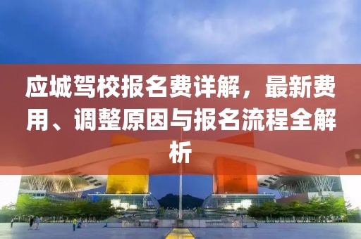 应城驾校报名费详解，最新费用、调整原因与报名流程全解析