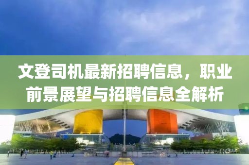 文登司机最新招聘信息，职业前景展望与招聘信息全解析