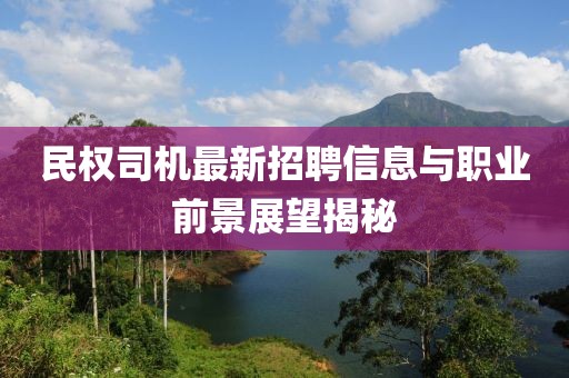 民权司机最新招聘信息与职业前景展望揭秘