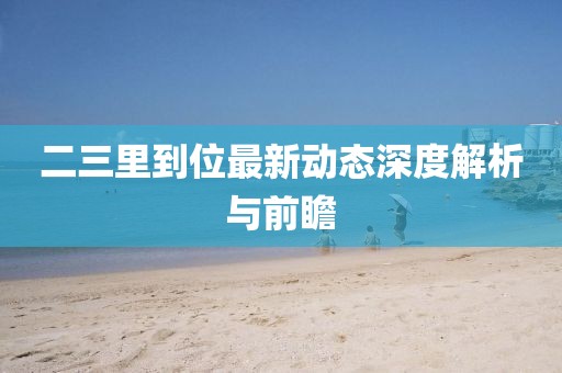 二三里到位最新动态深度解析与前瞻