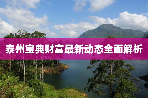 泰州宝典财富最新动态全面解析