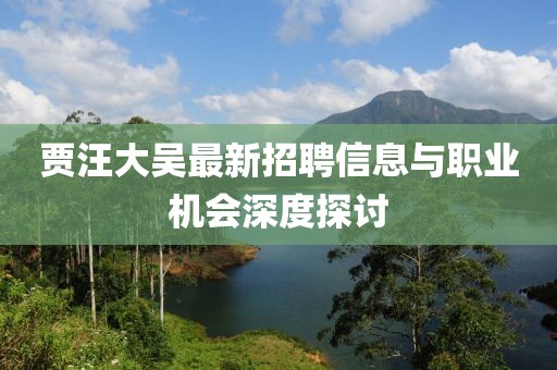 贾汪大吴最新招聘信息与职业机会深度探讨