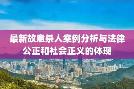 最新故意杀人案例分析与法律公正和社会正义的体现