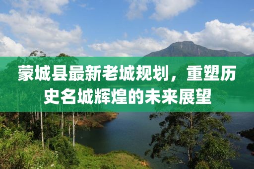 蒙城县最新老城规划，重塑历史名城辉煌的未来展望