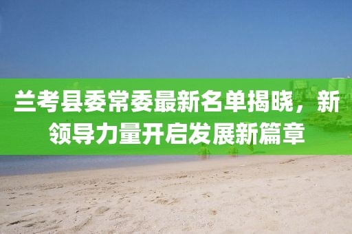 兰考县委常委最新名单揭晓，新领导力量开启发展新篇章