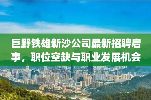 巨野铁雄新沙公司最新招聘启事，职位空缺与职业发展机会