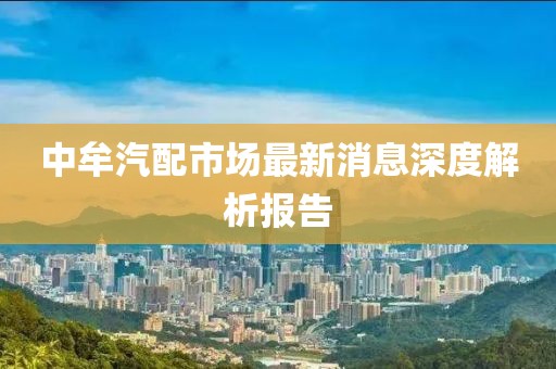 中牟汽配市场最新消息深度解析报告