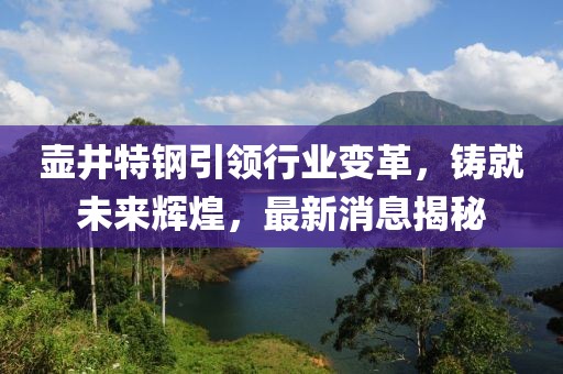 壶井特钢引领行业变革，铸就未来辉煌，最新消息揭秘