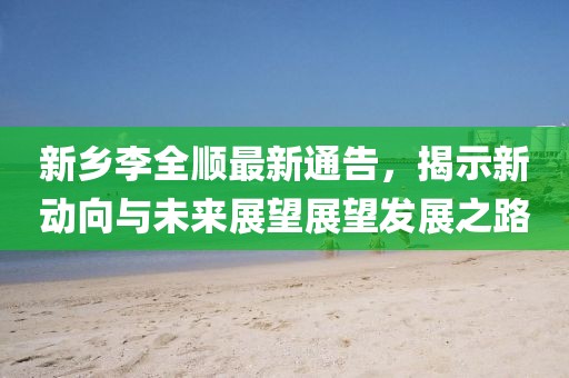 新乡李全顺最新通告，揭示新动向与未来展望展望发展之路