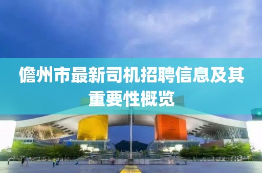 儋州市最新司机招聘信息及其重要性概览