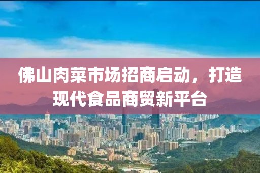 佛山肉菜市场招商启动，打造现代食品商贸新平台