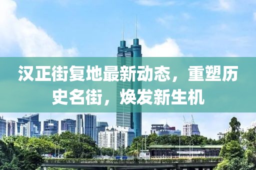 汉正街复地最新动态，重塑历史名街，焕发新生机