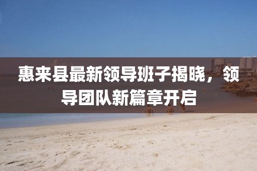惠来县最新领导班子揭晓，领导团队新篇章开启