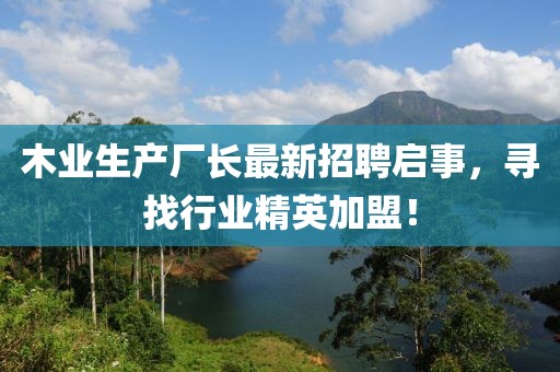 木业生产厂长最新招聘启事，寻找行业精英加盟！
