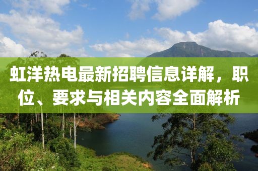 虹洋热电最新招聘信息详解，职位、要求与相关内容全面解析
