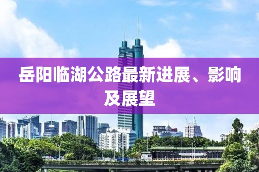 岳阳临湖公路最新进展、影响及展望