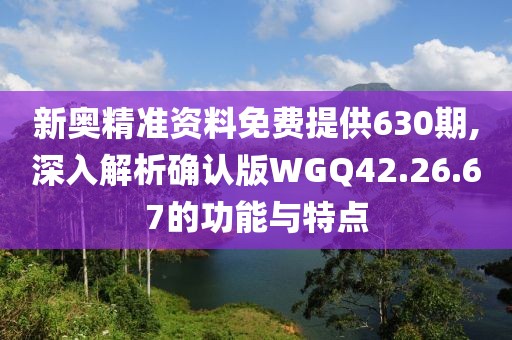 新奥精准资料免费提供630期,深入解析确认版WGQ42.26.67的功能与特点