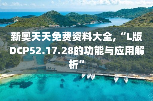 新奥天天免费资料大全,“L版DCP52.17.28的功能与应用解析”