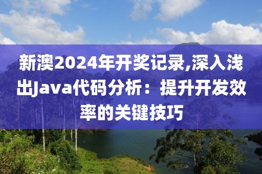 新澳2024年开奖记录,深入浅出Java代码分析：提升开发效率的关键技巧