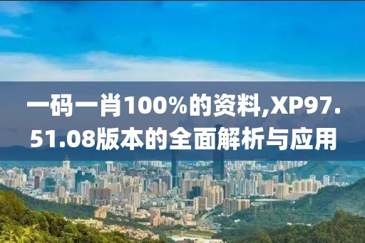 一码一肖100%的资料,XP97.51.08版本的全面解析与应用