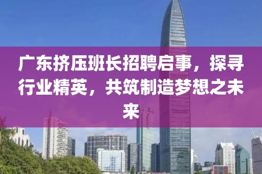 广东挤压班长招聘启事，探寻行业精英，共筑制造梦想之未来