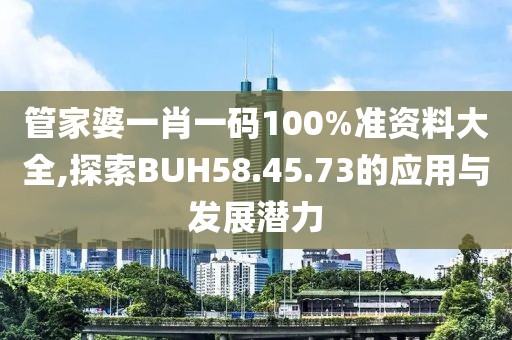 管家婆一肖一码100%准资料大全,探索BUH58.45.73的应用与发展潜力