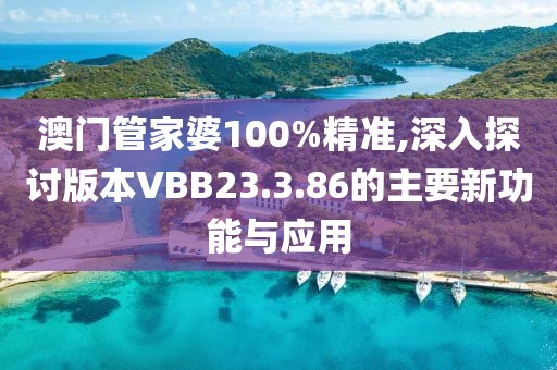 澳门管家婆100%精准,深入探讨版本VBB23.3.86的主要新功能与应用