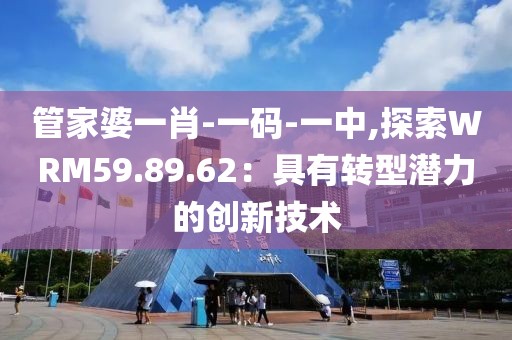 管家婆一肖-一码-一中,探索WRM59.89.62：具有转型潜力的创新技术