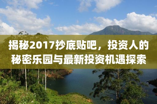 揭秘2017抄底贴吧，投资人的秘密乐园与最新投资机遇探索
