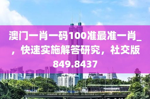 澳门一肖一码100准最准一肖_，快速实施解答研究，社交版849.8437