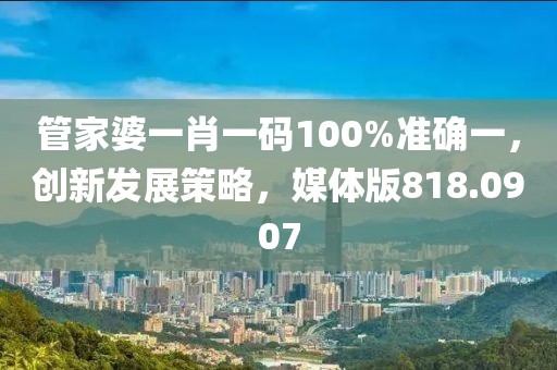 管家婆一肖一码100%准确一，创新发展策略，媒体版818.0907