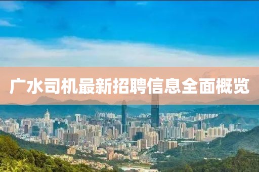 广水司机最新招聘信息全面概览