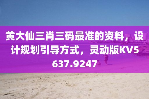 黄大仙三肖三码最准的资料，设计规划引导方式，灵动版KV5637.9247