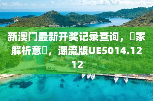 新澳门最新开奖记录查询，專家解析意見，潮流版UE5014.1212