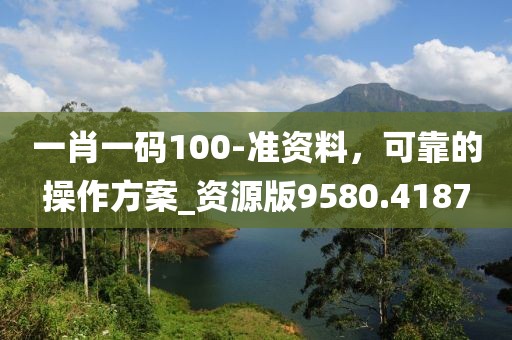 一肖一码100-准资料，可靠的操作方案_资源版9580.4187